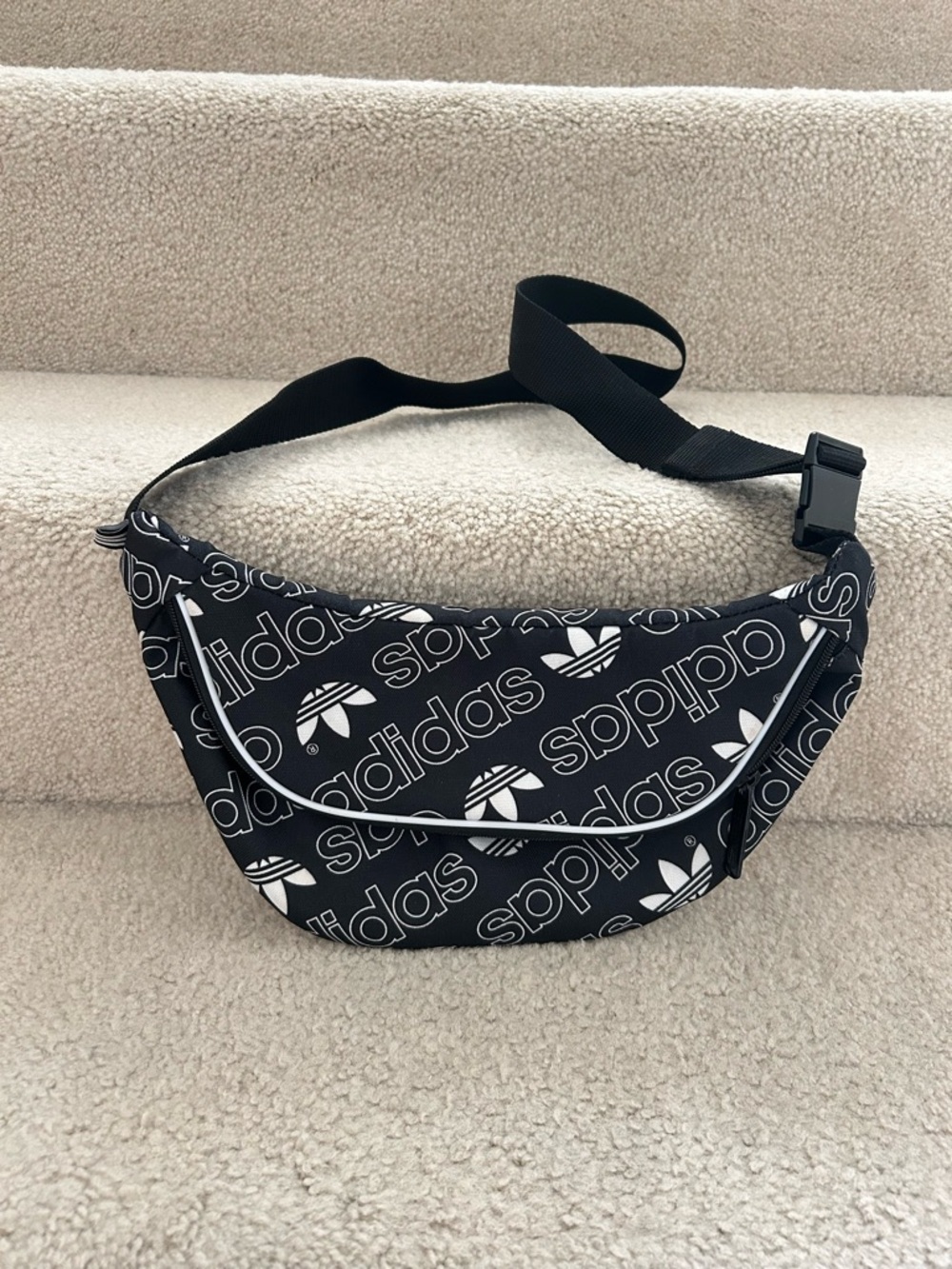 adidas Black & White Logo Waist Bag